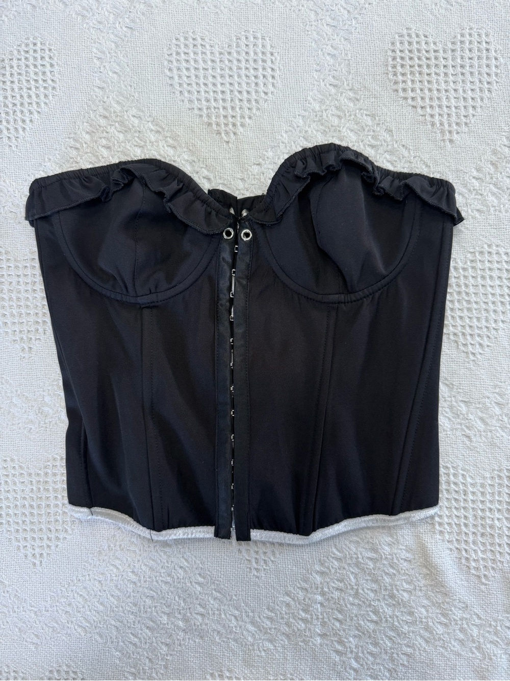 Edikted Black Bustier Top w/ White Accents (M)